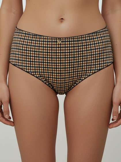 Susie Mushroom Grey Checked Hipster Panty