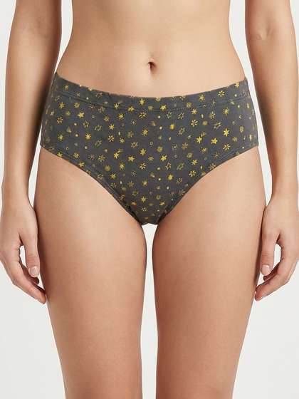 Susie Melange Yellow Printed Full Coverage Hipster Panty