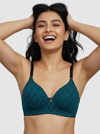 Susie Costal Blue Chic Checked Padded Bra