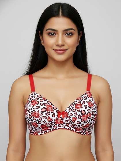 Taabu Brilliant White Printed Padded Wirefree T-Shirt Bra
