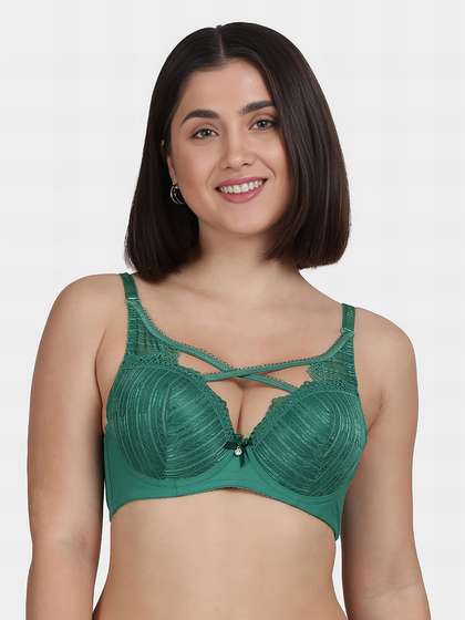 Shyle Powder Green Front Cross Design Push Up Bra
