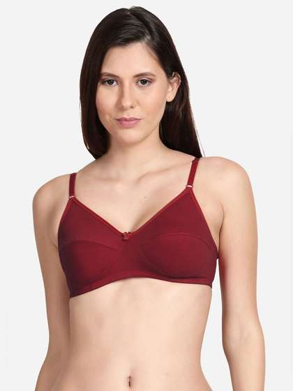 Shyle Maroon Non Padded Seamed Solid Casual Bra
