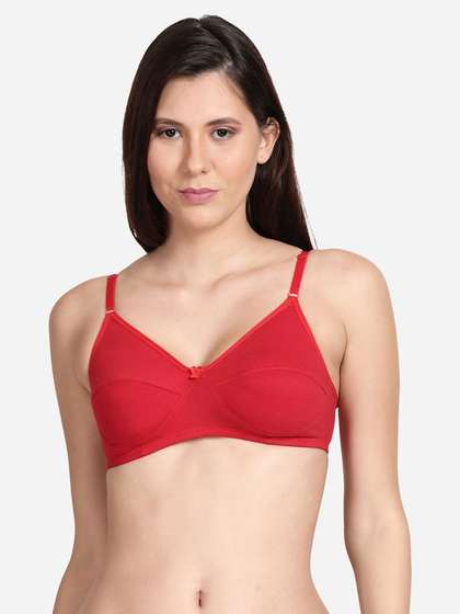 Shyle Red Non Padded Seamed Solid Casual Bra