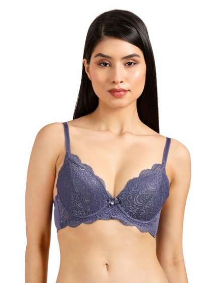 Susie Smokey Plum Front Lace Padded Wired Bra
