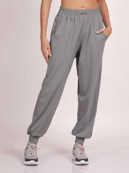 Shyle Grey Melange High Waist Casual Fit Jogger Bottoms