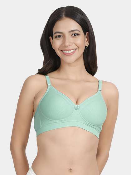 Susie Bay Green Padded Contrast Neckline Everyday Bra