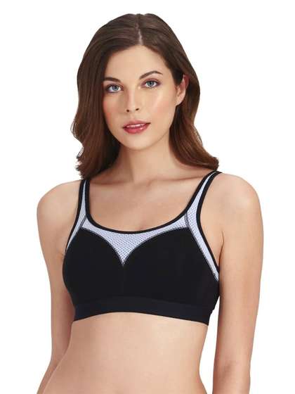 Amante Black Moulded Mesh Neckline Active Bra
