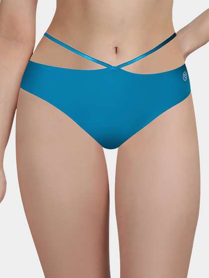 Susie Caribbean Blue Solid Seamless String Bikini Panty
