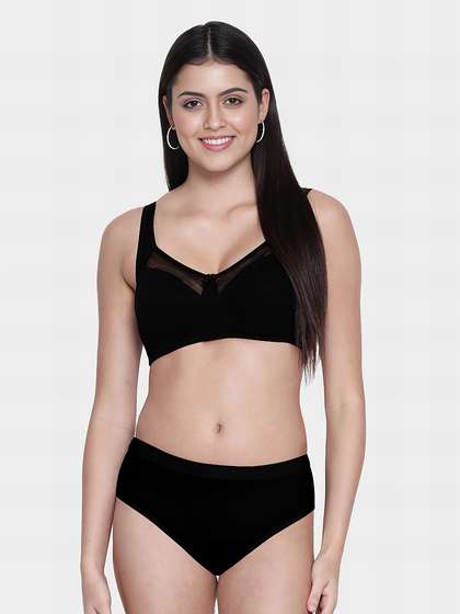 Susie BlackBeauty Mesh Neckline Non Padded Everyday Bra Lingerie Set