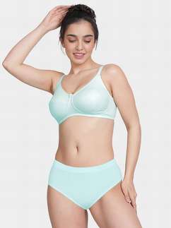 Susie Skylight Blue Non Padded Seamed Cup Everyday Bra Lingerie Set