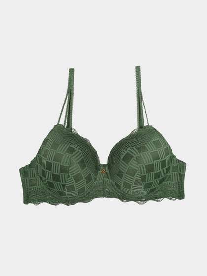 Susie Dark Forest Full Lace Decorative Straps Padded Wired Bra