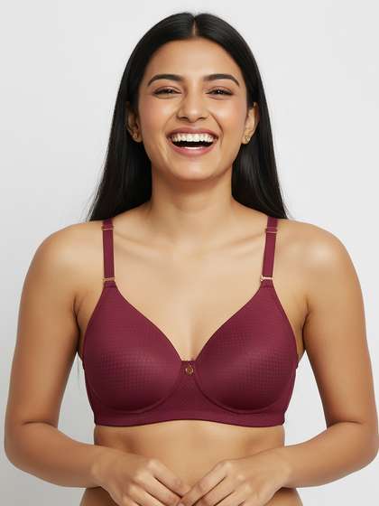 Susie Syrah Maroon Textured Padded Bra