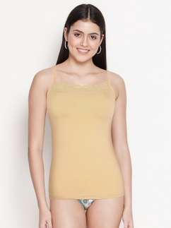 Susie Almond Buff Lace Neck Adjustable Strap Camisole