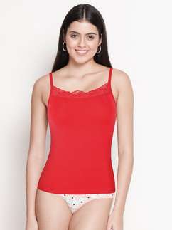 Susie Racing Red Lace Neck Adjustable Strap Camisole