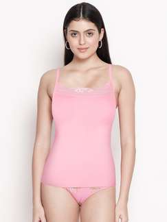 Susie Tickled Pink Lace Neck Adjustable Strap Camisole