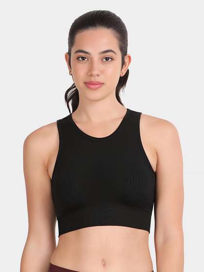 Shyle Black Beauty Eyelet Knit Breathable Seamless Sports Bra