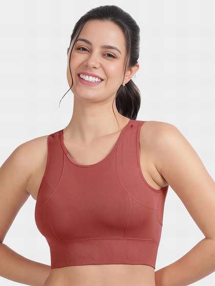 Shyle Mahogany Rose Pink Mesh Back Seamless Sports Bra