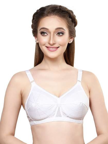Libra White Cotton Seamed Non Padded Everyday Bra