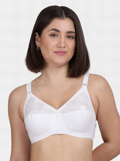 Libra White Cotton Solid Embroidered Everyday Bra