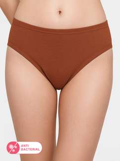 Susie Rustic Brown Medium Coverage Solid Bikini Panty