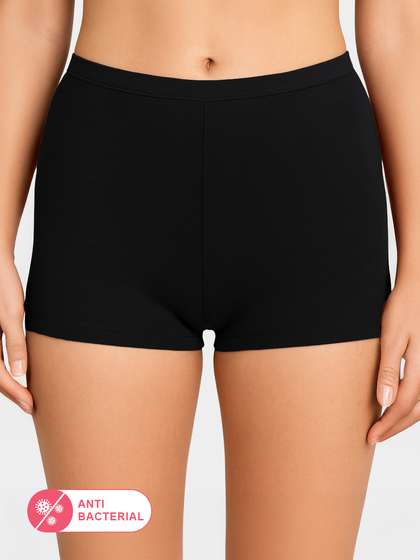 Susie Black Beauty Mid waist Full Coverage Boyshorts Panty