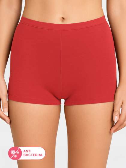 Susie Bright Red Mid Waist Full Coverage Boyshorts Panty