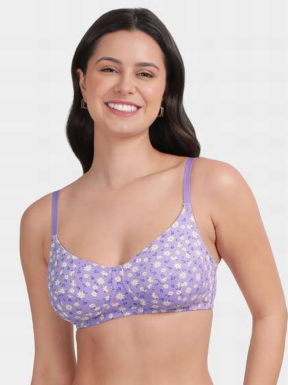 Susie Purple Daisy Print Seamed Full Support Everyday Bra