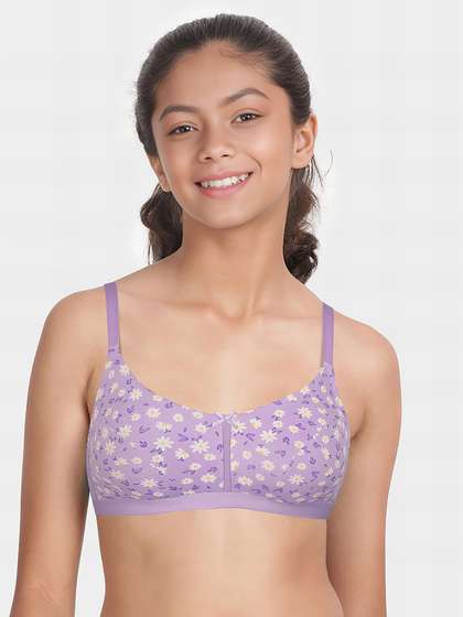 Shyaway Teens Purple Daisy Print Princess Seamed Bra