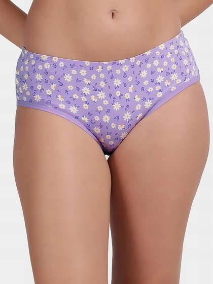 Susie Purple Daisy Print Full Coverage Hipster Panty