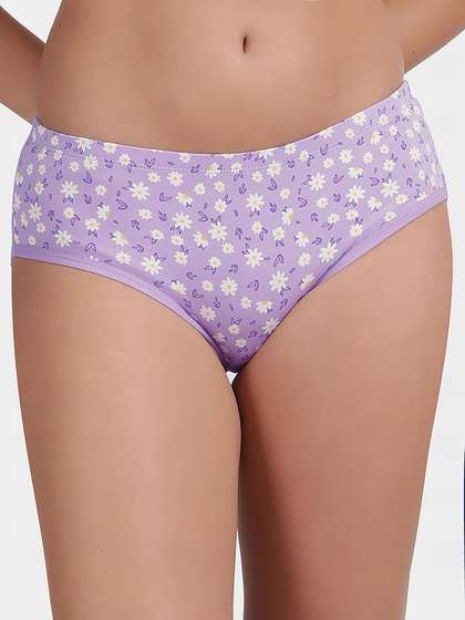 Shyaway Teens Purple Daisy Print Full Coverage Hipster Panty