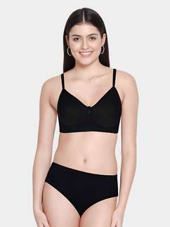 Susie Black Beauty Full Coverage Solid Lingerie Set