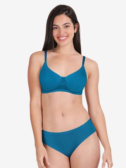 Susie Methyl Blue Full Coverage Solid Lingerie Set