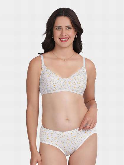 Susie Bright White Floral Printed Lingerie Set