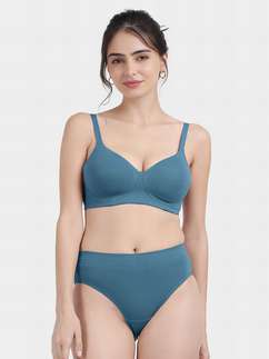 Susie Mallard Blue Basic Padded Non Wired Bra Lingerie Set