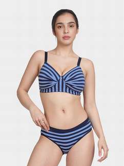 Taabu Azurine Blue Padded Striped Cotton Lingerie Set