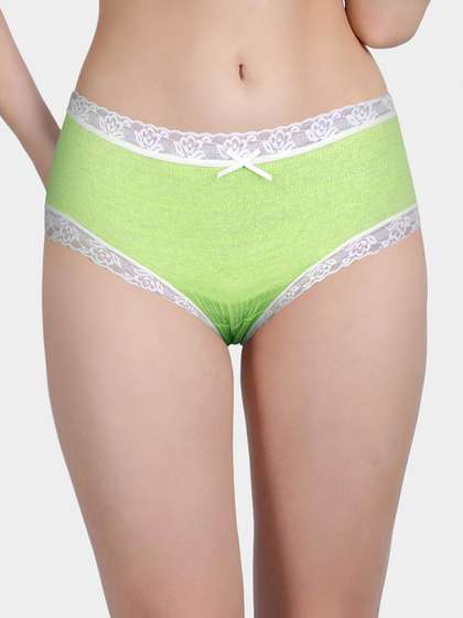 Susie Green Crinkle Soft Contrast Lace Low Waist Hipster Panty