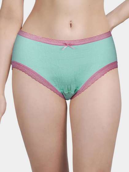 Susie Blue Crinkle Soft Contrast Lace Low Waist Hipster Panty