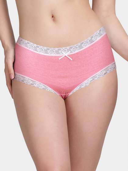 Susie Pink Crinkle Soft Contrast Lace Low Waist Hipster Panty