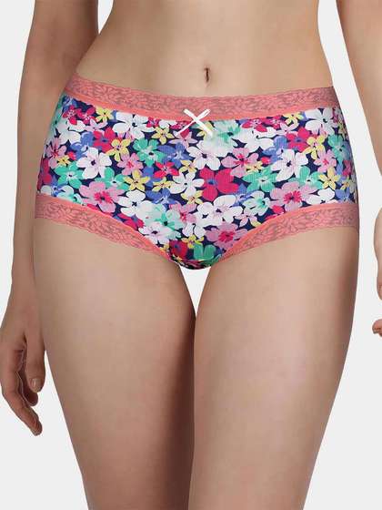 Susie Blue Peach Floral Burst Medium Waist Hipster Panty
