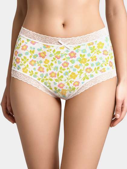 Susie Green Yellow Floral Burst Medium Waist Hipster Panty