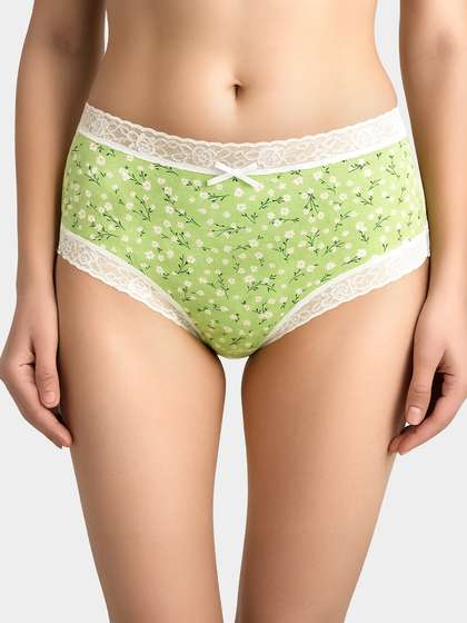 Susie Lime Green Floral Burst Medium Waist Hipster Panty