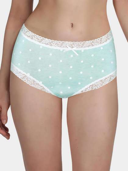 Susie Light Green Melange Polka Full Coverage Hipster Panty 