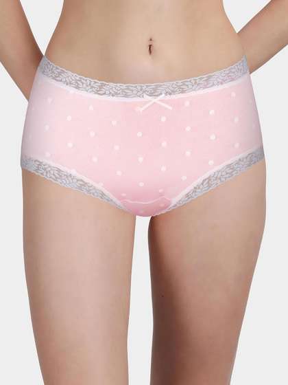Susie Pink Lace Trim Polka Medium Waist Hipster Panty