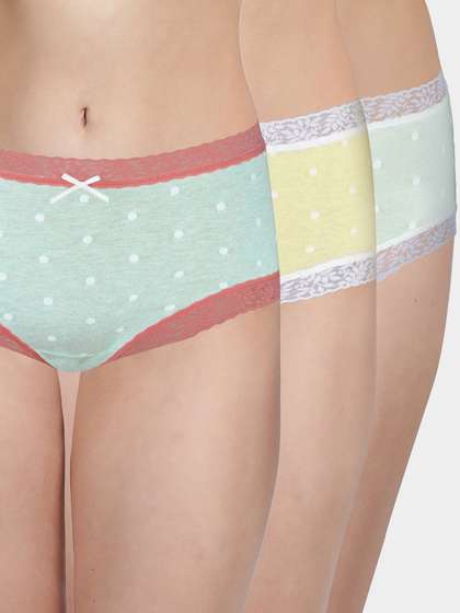 Susie Multicolor Lace Trim Polka Medium Waist Hipster Panty Comba C