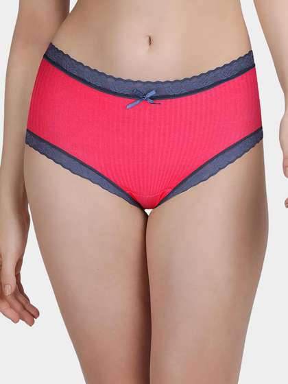 Susie Fandango Pink Ribbed Full Coverage Hipster Panty