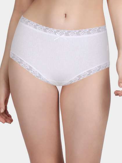 Susie White Ribbed Full Coverage Hipster Panty