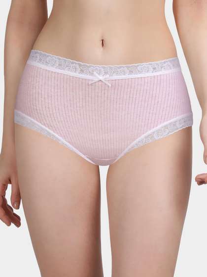 Susie Light Pink Ribbed Medium Waist Hipster Panty
