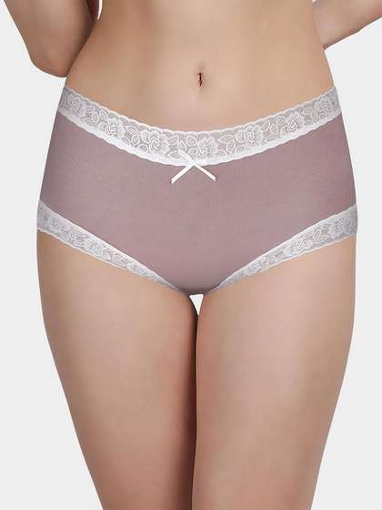 Susie Taupe Mauve White Lace Low Waist Hipster Panty