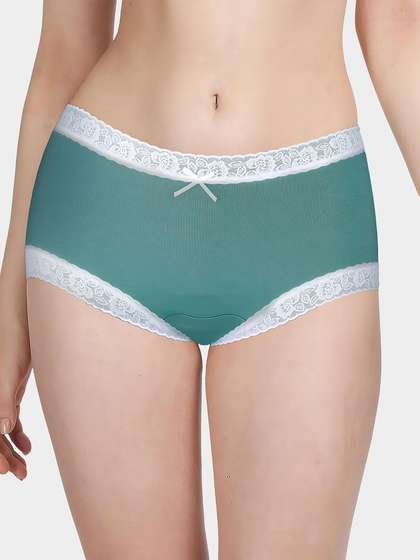 Susie Teal Green White Lace Low Waist Hipster Panty
