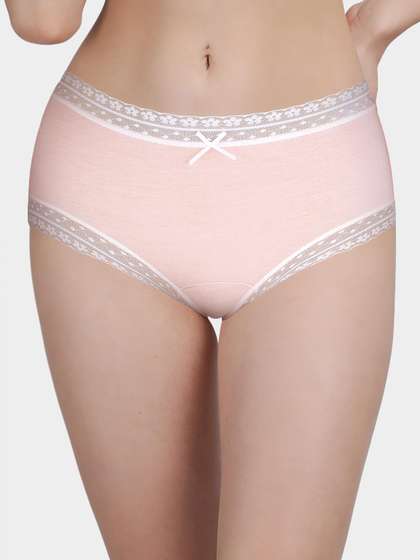 Susie Pink White Contrast Full Coverage Hipster Panty